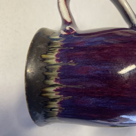 Edgecomb Potters ART POTTERY Mug LARGE Maroon Blue Drip Glaze - Picture 14 of 15